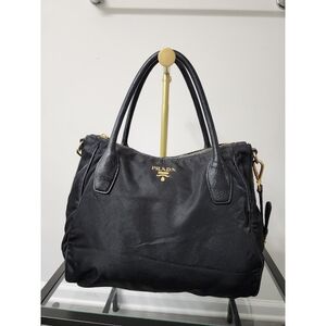 Prada Tessuto Nylon and Leather Tote Bag Black